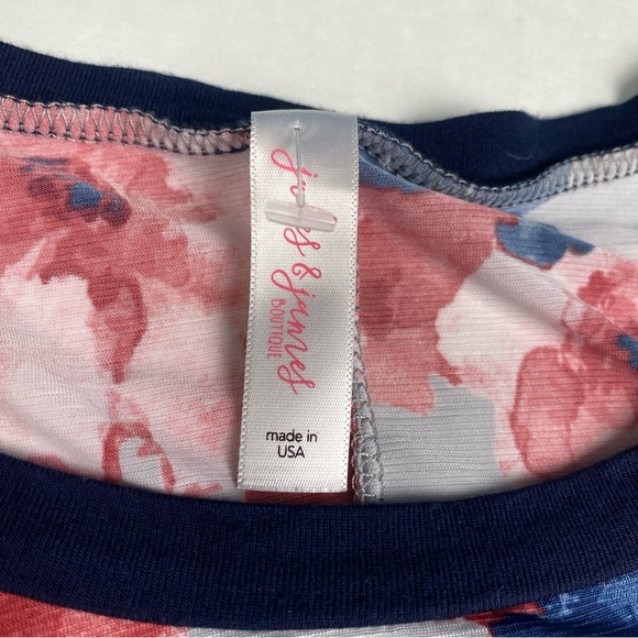 Jules & James Boutique Women Small Dress Pink Floral Navy Blue Knee Length Poly - Picture 6 of 6